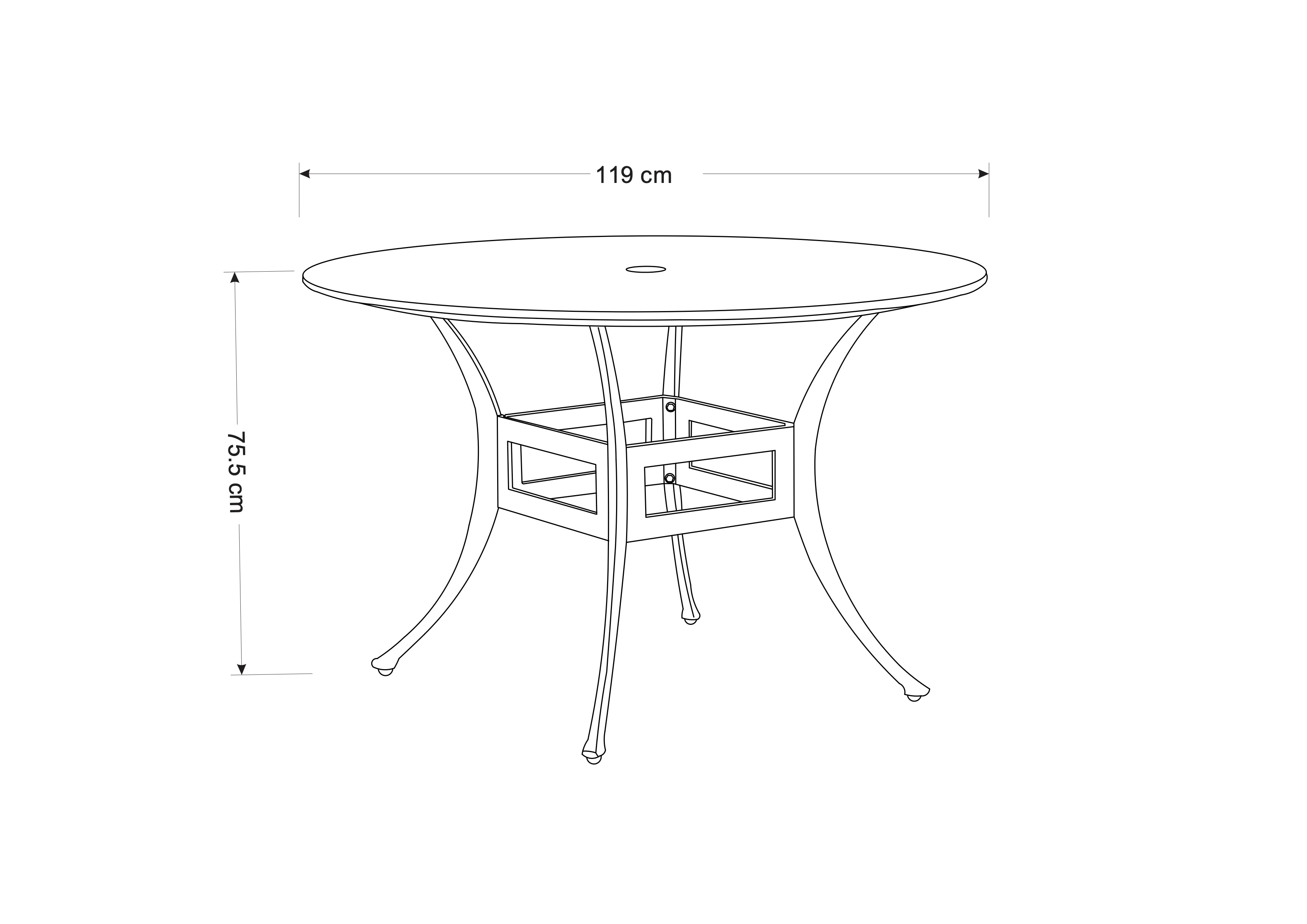 Lyra 4 Seat Round Dining Set dimensions